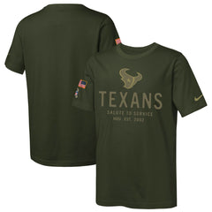 Houston Texans Youth 2025 Salute to Service Sideline Dri-FIT T-Shirt Olive - Nike