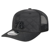 New Era - Philadelphia 76ers Quilted 9SEVENTY Trucker Adjustable Hat - Black