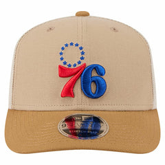 New Era - Philadelphia 76ers Two-Tone 9SEVENTY Adjustable Trucker Hat - Tan/Light Brown