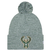 New Era - Milwaukee Bucks Marled Cuffed Knit Hat with Pom - Hunter Green