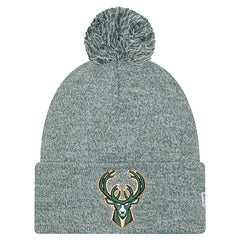 New Era - Milwaukee Bucks Marled Cuffed Knit Hat with Pom - Hunter Green