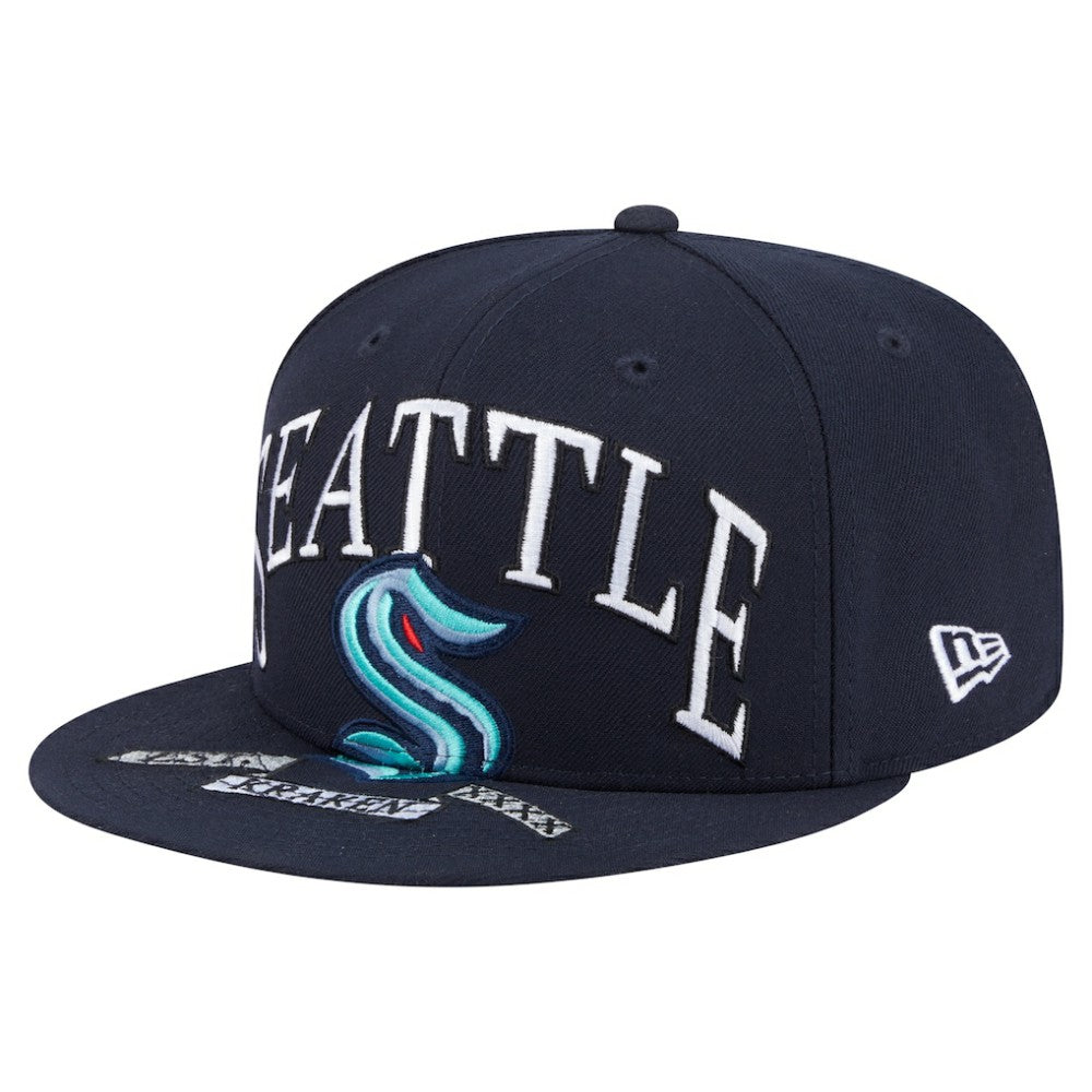 Seattle Kraken New Era Oversized Vintage Arch 59Fifty Fitted Hat Deep Sea Blue