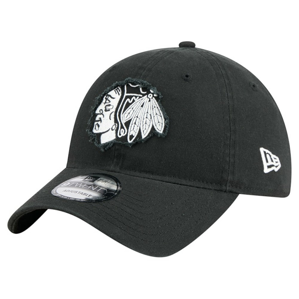 Chicago Blackhawks New Era Stamp Fabric Applique 9TWENTY Adjustable Hat Black