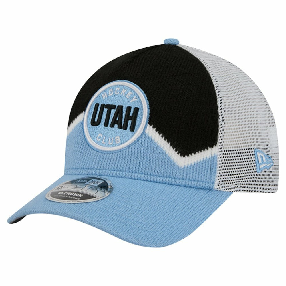 Utah Mammoth - New Era Hockey Sock 9FORTY A-Frame M-Crown Adjustable Trucker Hat Light Blue/Black