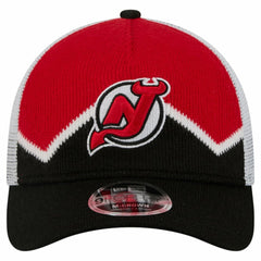 New Jersey Devils - New Era Hockey Sock 9FORTY A-Frame M-Crown Adjustable Trucker Hat Black/Red