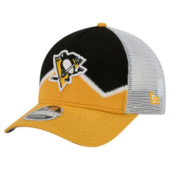 Pittsburgh Penguins New Era Hockey Sock 9FORTY A-Frame M-Crown Adjustable Trucker Hat Gold/Black