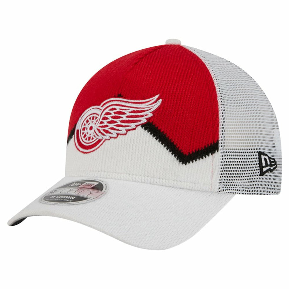 Detroit Red Wings - New Era Hockey Sock 9FORTY A-Frame M-Crown Adjustable Trucker Hat White/Red
