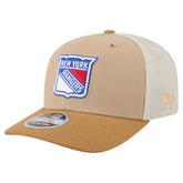 New York Rangers New Era Two-Tone Trucker 9SEVENTY Stretch Snap Adjustable Hat Tan/Light Brown