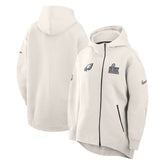 Philadelphia Eagles Women's Super Bowl LIX Opening Night Tech Fleece Full-Zip Hoodie Cream - Nike
