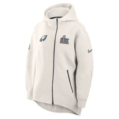 Philadelphia Eagles Women's Super Bowl LIX Opening Night Tech Fleece Full-Zip Hoodie Cream - Nike