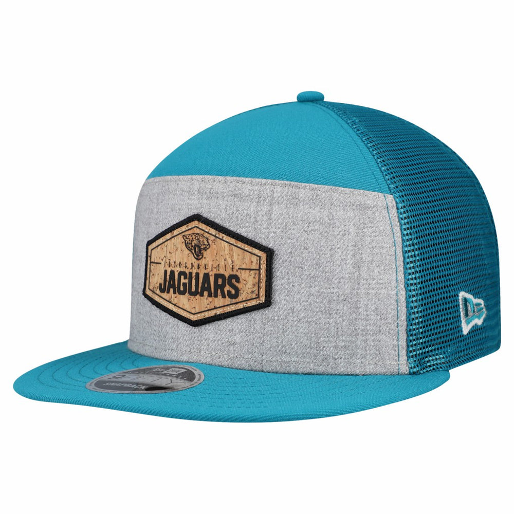 Jacksonville Jaguars New Era Cork Split Panel 9FIFTY Trucker Snapback Hat Gray/Teal - NFL