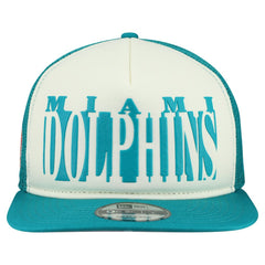 Miami Dolphins New Era Throwback Cutout A-Frame 9FIFTY Snapback Hat Cream/Aqua - NFL