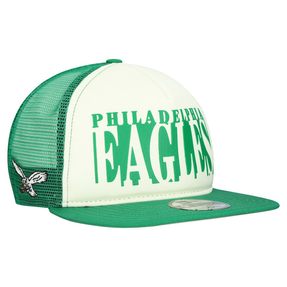 Philadelphia Eagles New Era Throwback Cutout A-Frame 9FIFTY Snapback Hat Cream/Kelly Green - NFL