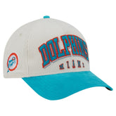 Miami Dolphins New Era Throwback Two-Tone Sided Corduroy 9FORTY A-Frame Adjustable Hat Cream/Aqua - NFL