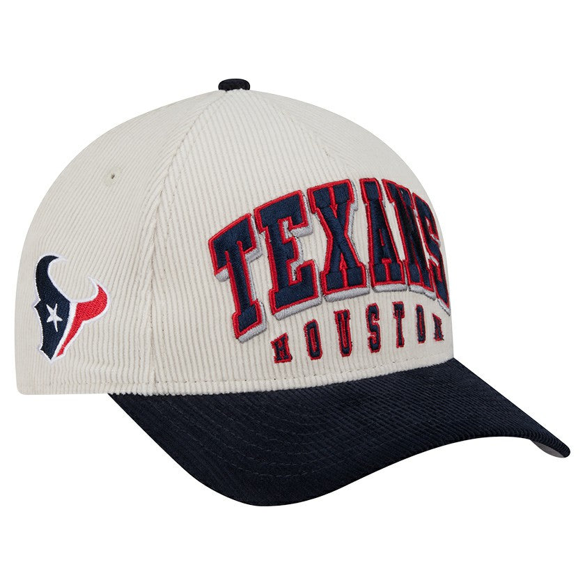 Houston Texans New Era Two-Tone Sided Corduroy 9FORTY A-Frame Adjustable Hat Cream/Navy - NFL