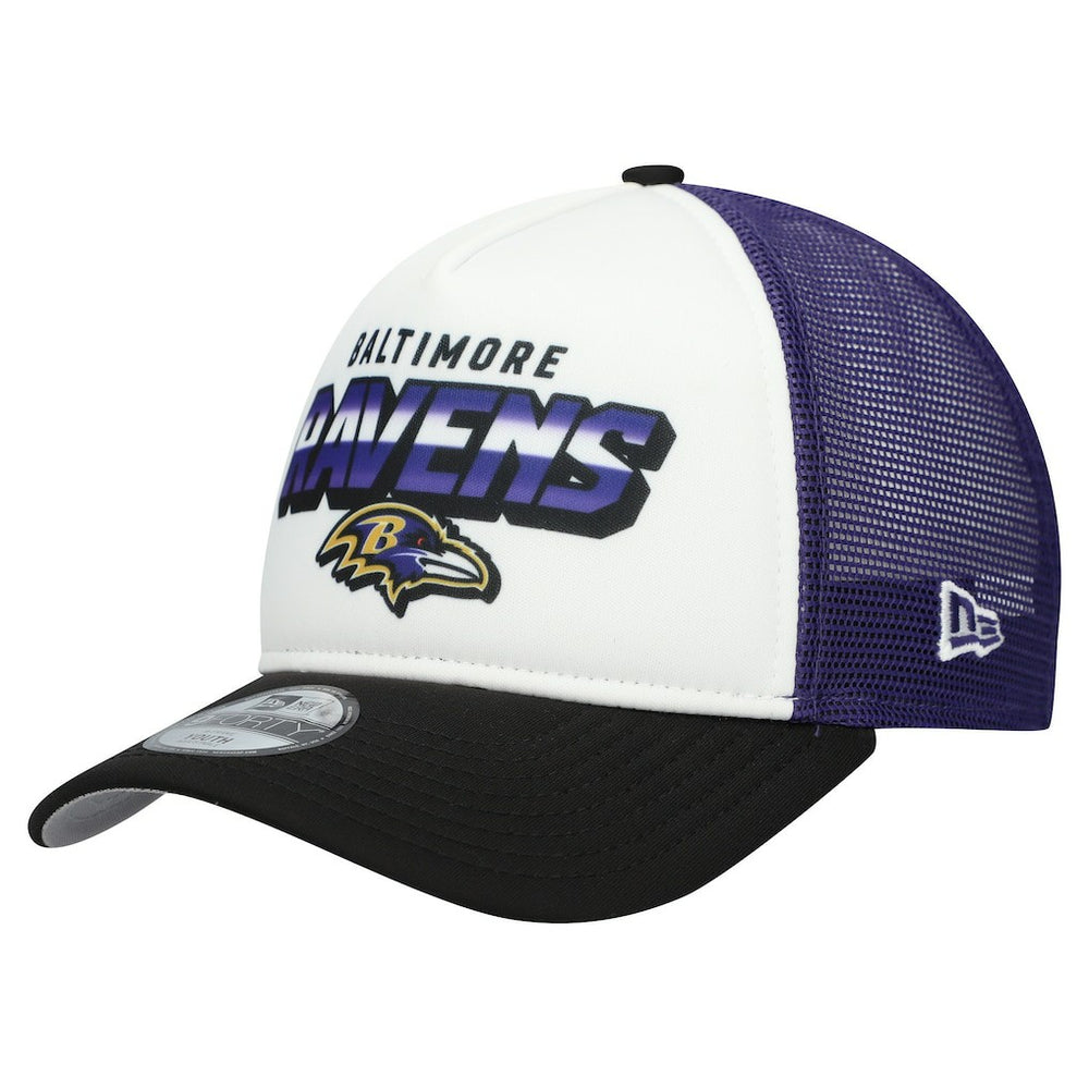 Baltimore Ravens New Era Youth Streak 9FORTY A-Frame Adjustable Hat White/Black - NFL