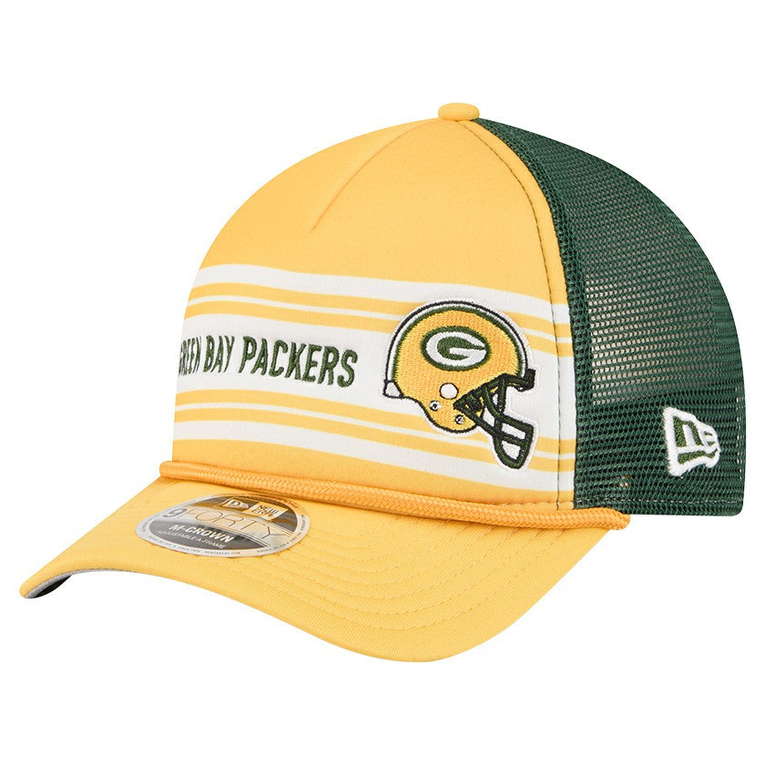 Green Bay Packers New Era Linear A-Frame 9FORTY Adjustable Hat Gold - NFL