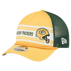 Green Bay Packers New Era Linear A-Frame 9FORTY Adjustable Hat Gold - NFL