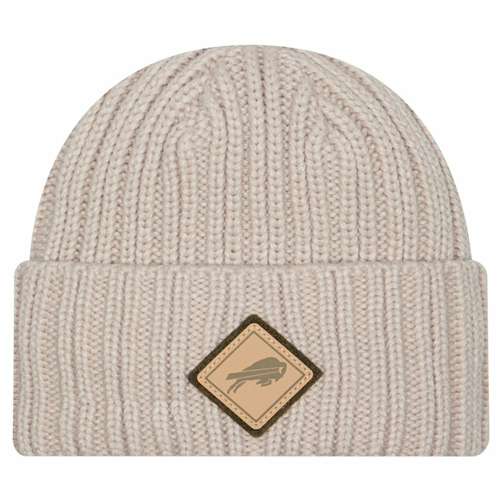 Buffalo Bills New Era Logo Applique Cuffed Knit Hat Light Beige - NFL