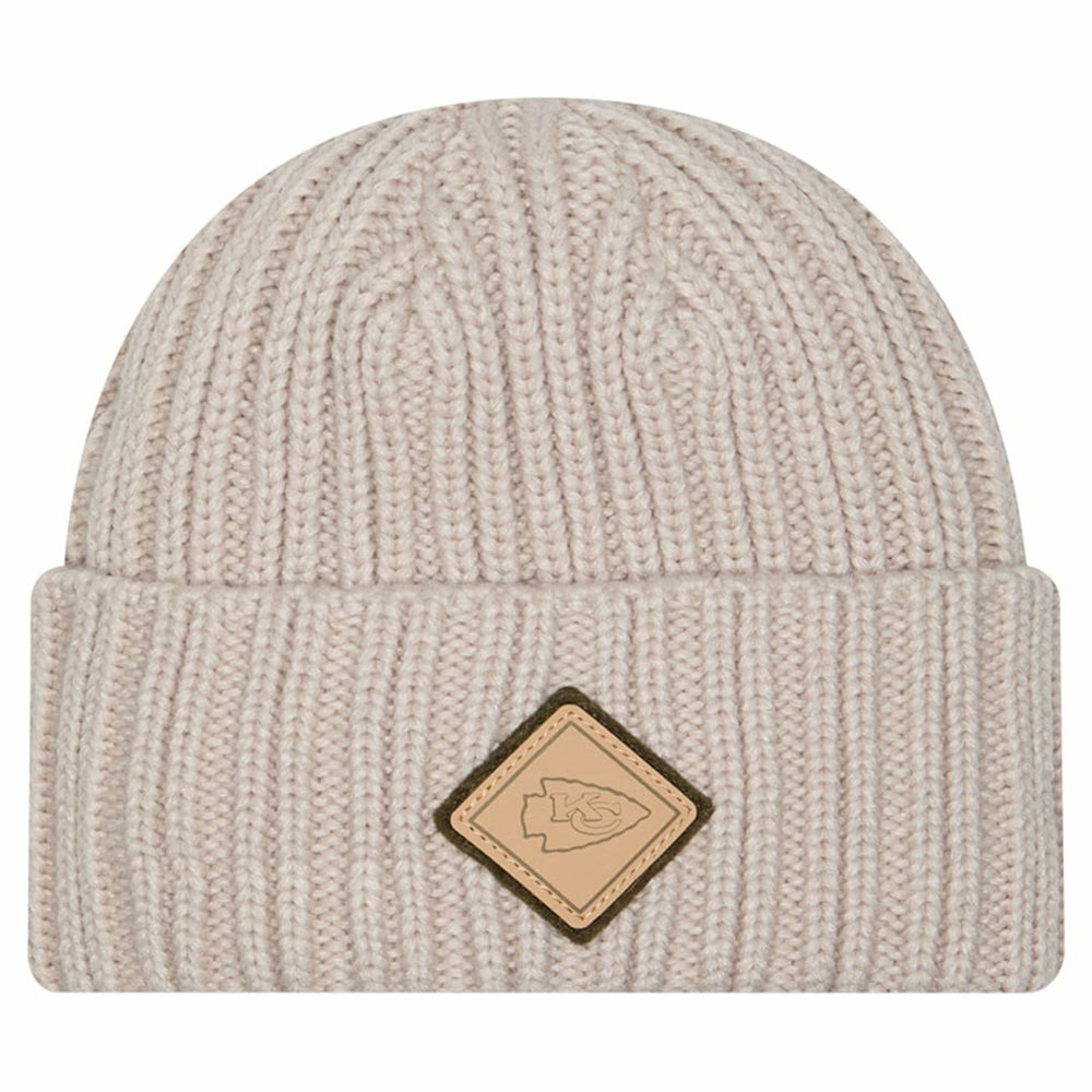 Kansas City Chiefs New Era Logo Applique Cuffed Knit Hat Light Beige - NFL