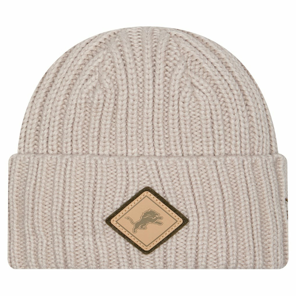 Detroit Lions New Era Logo Applique Cuffed Knit Hat Light Beige - NFL
