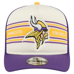 Minnesota Vikings New Era Banner A-Frame 9FIFTY Trucker Snapback Hat Cream/Purple - NFL