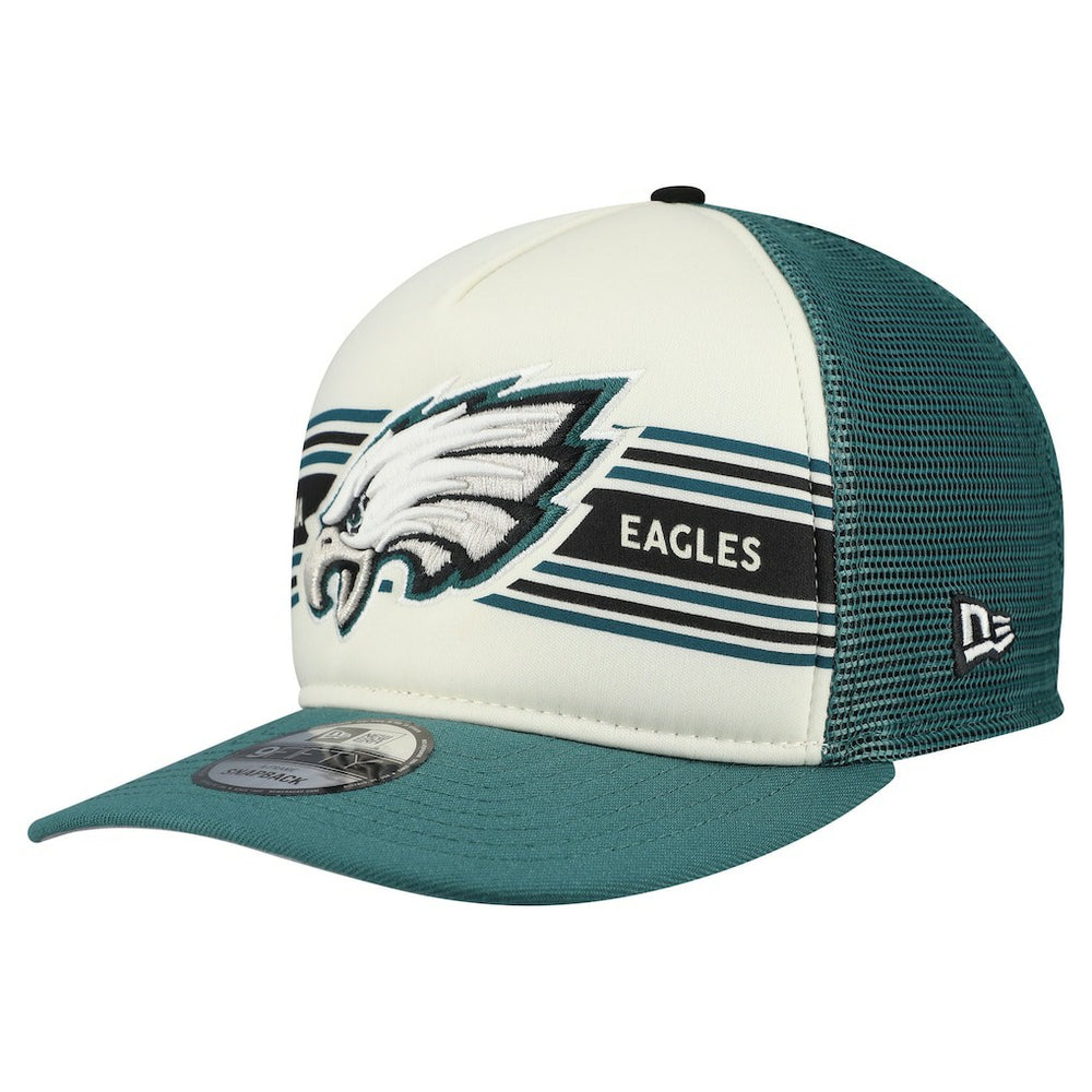 Philadelphia Eagles New Era Banner A-Frame 9FIFTY Snapback Hat Cream/Midnight Green - NFL