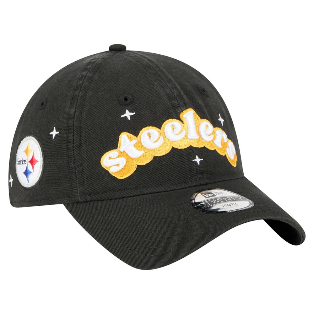 Pittsburgh Steelers New Era Girls Youth Cheer 9TWENTY Adjustable Hat Black - NFL
