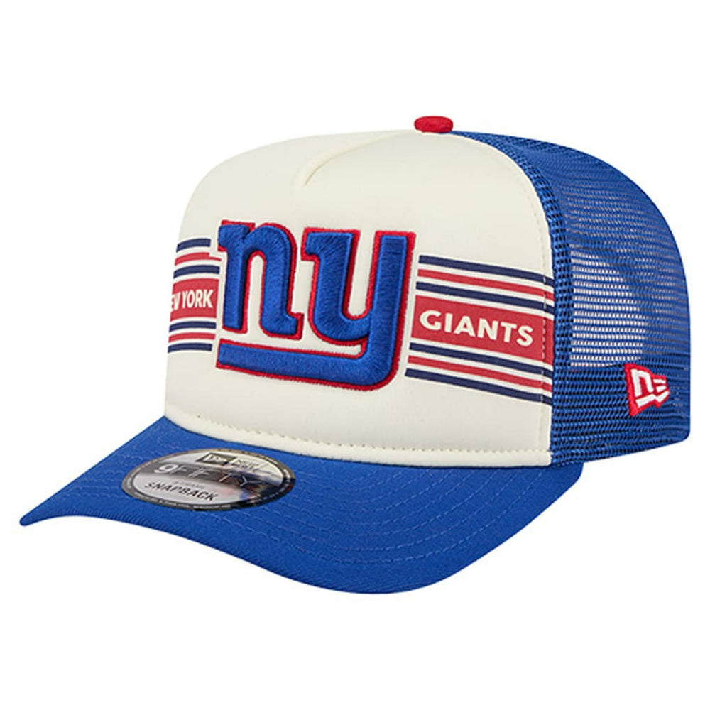 New York Giants New Era Youth Banner 9FIFTY A-Frame Adjustable Trucker Hat Cream/Royal - NFL