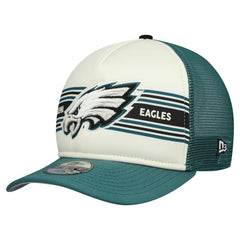 Philadelphia Eagles New Era Youth Banner 9FIFTY A-Frame Adjustable Trucker Hat Cream/Midnight Green - NFL