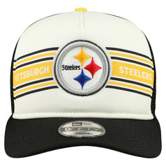 Pittsburgh Steelers New Era Youth Banner 9FIFTY A-Frame Adjustable Trucker Hat Cream/Black - NFL