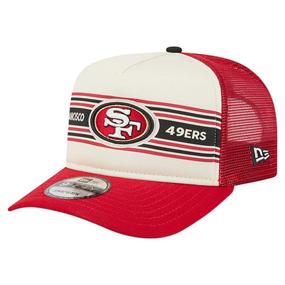 San Francisco 49ers New Era Youth Banner 9FIFTY A-Frame Adjustable Trucker Hat Cream/Scarlet - NFL