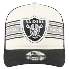 Las Vegas Raiders New Era Youth Banner 9FIFTY A-Frame Adjustable Trucker Hat Cream/Black - NFL