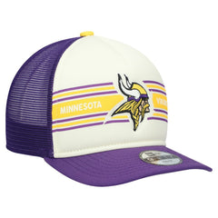 Minnesota Vikings New Era Youth Banner 9FIFTY A-Frame Adjustable Trucker Hat Cream/Purple - NFL