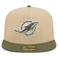 Miami Dolphins New Era Color Pack A-Frame 59FIFTY Fitted Hat Beige/Olive - NFL