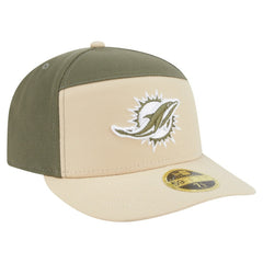 Miami Dolphins New Era Two-Tone Color Pack Split Panel 59FIFTY Fitted Hat Light Beige/Olive - NFL