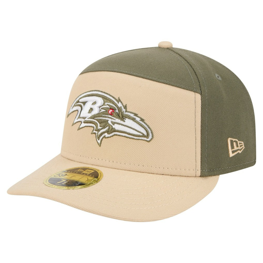 Baltimore Ravens New Era Color Pack Split Panel 59FIFTY Fitted Hat Light Beige/Olive - NFL