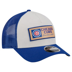 Chicago Cubs New Era Text A-Frame Trucker 9FORTY Hat Lifestyle