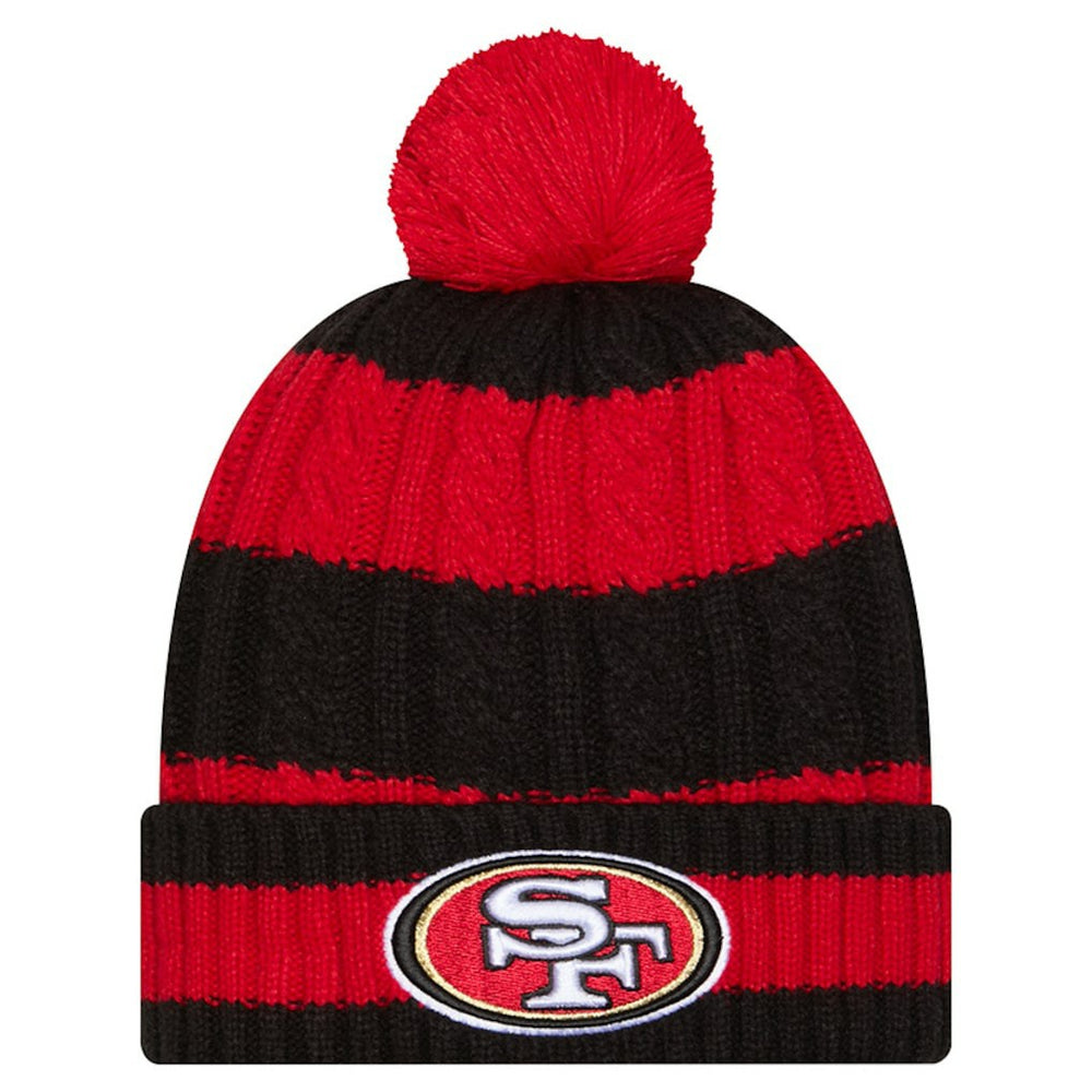 San Francisco 49ers New Era Women's Braided Cuffed Knit Hat with Pom Scarlet - NFL