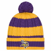 Minnesota Vikings New Era Women's Braided Cuffed Knit Hat with Pom Purple - NFL