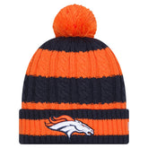 Denver Broncos New Era Women's Braided Cuffed Knit Hat with Pom Orange - NFL