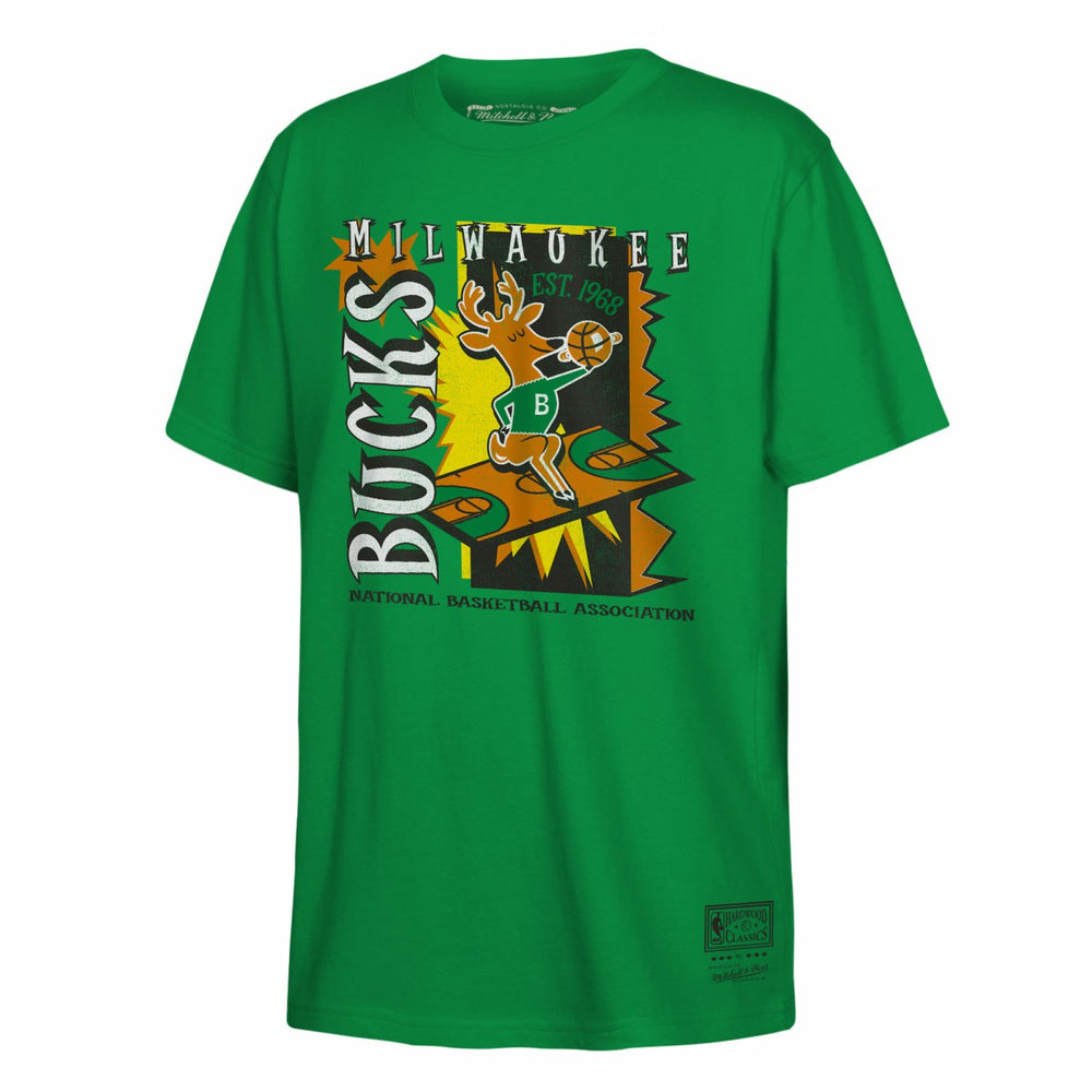 Mitchell & Ness - Milwaukee Bucks Youth Retro '90s Poster T-Shirt - Green
