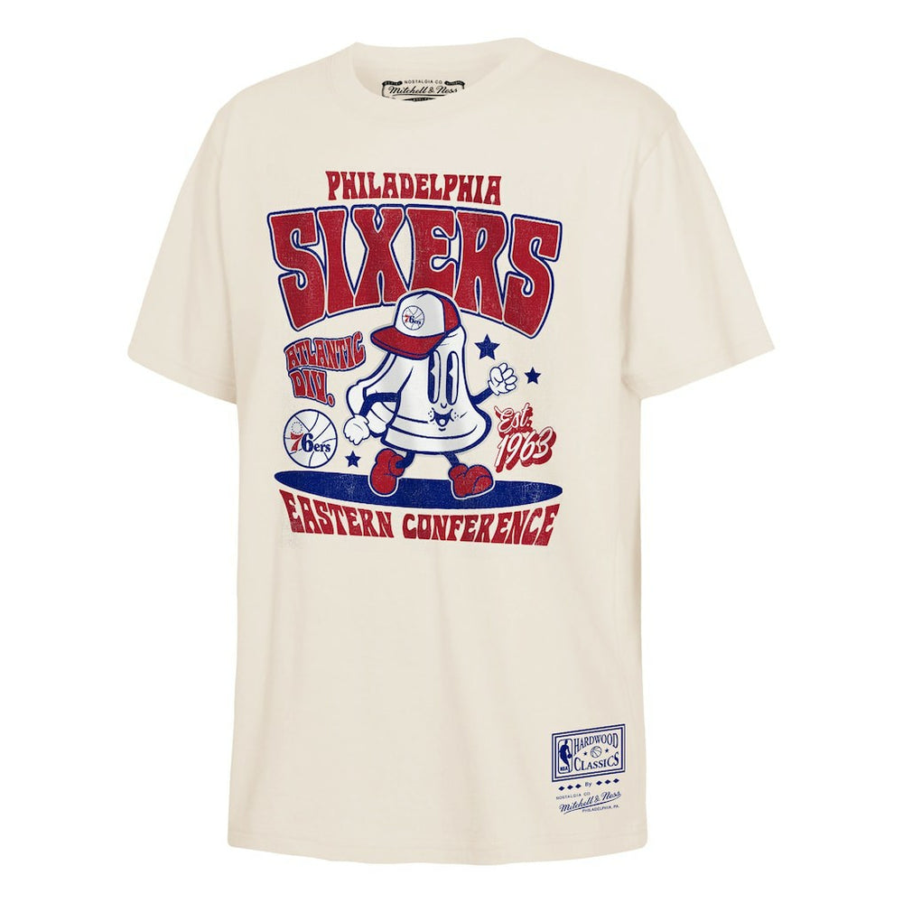 Mitchell & Ness - Philadelphia 76ers Youth Retro Mascot Script T-Shirt - Cream