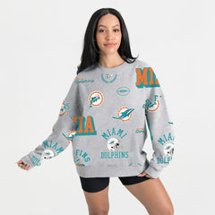 Miami Dolphins Gameday Couture Women's Always On Repeat Fleece Sweatshirt Heather Gray - NFL