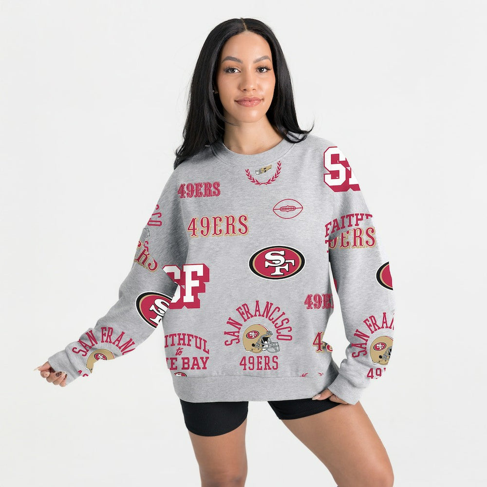San Francisco 49ers Gameday Couture Women's Always On Repeat Fleece Sweatshirt Heather Gray - NFL