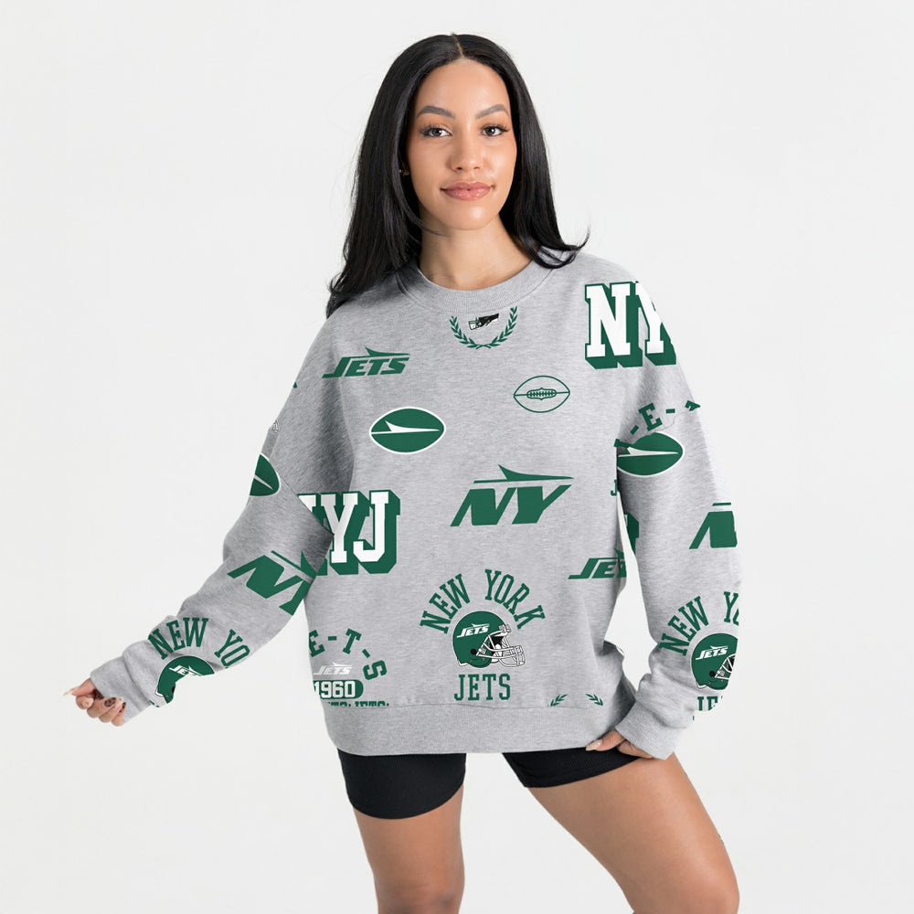 New York Jets Gameday Couture Women's Always On Repeat Fleece Sweatshirt Heather Gray - NFL