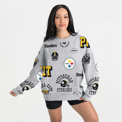 Pittsburgh Steelers Gameday Couture Women's Always On Repeat Fleece Sweatshirt Heather Gray - NFL