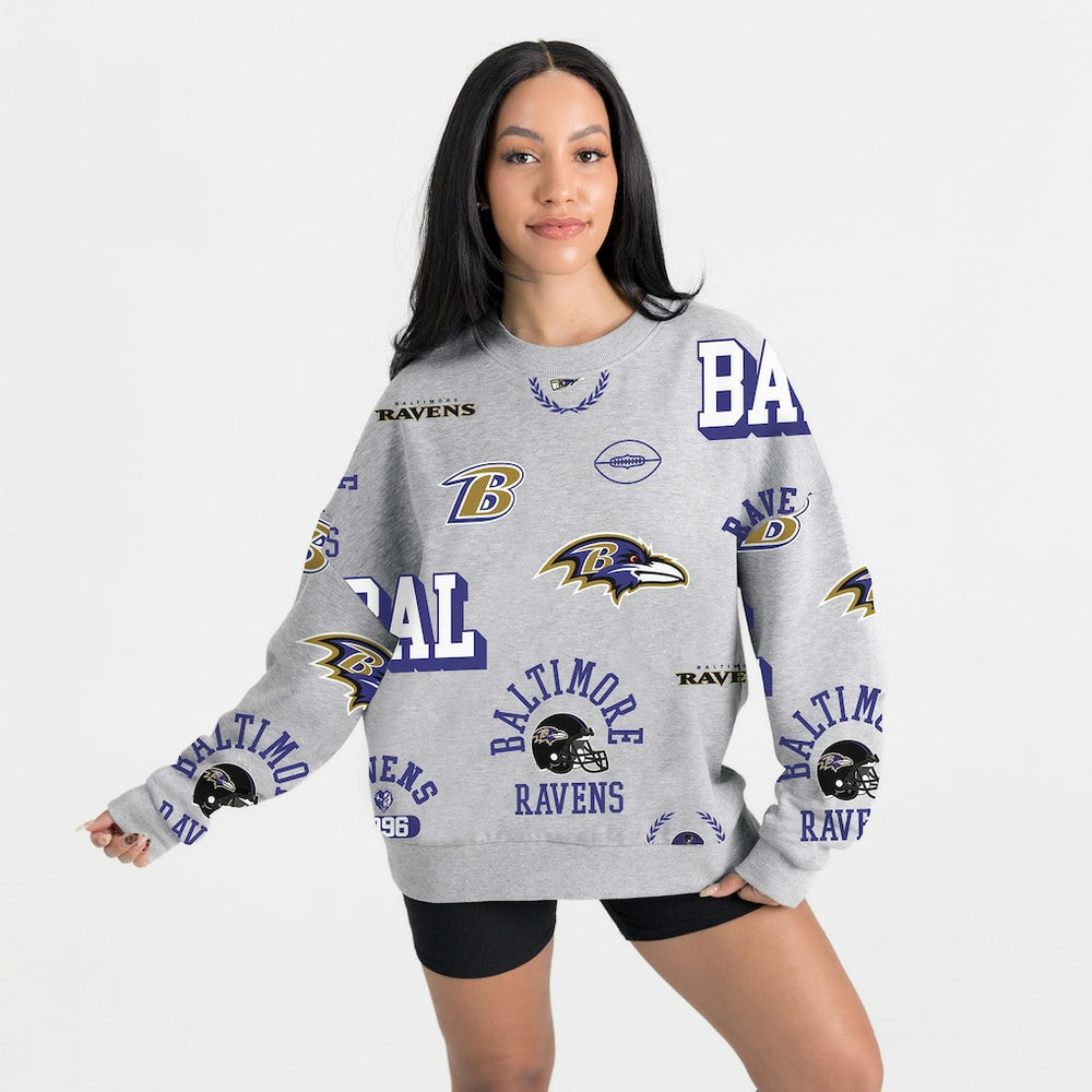 Baltimore Ravens Gameday Couture Women's Always On Repeat Fleece Sweatshirt Heather Gray - NFL