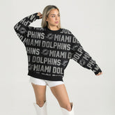 Miami Dolphins Gameday Couture Women's Oversized Hype Era Rhinestone Text Sweatshirt Black - NFL