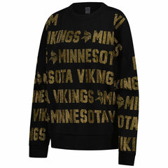Minnesota Vikings Gameday Couture Women's Oversized Hype Era Rhinestone Text Sweatshirt Black - NFL